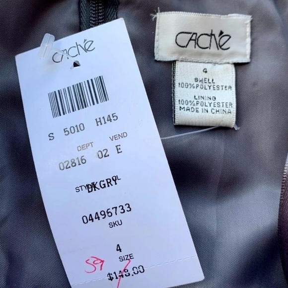 Cache Metallic Glitter Strapless Formal Dress Prom Silver Gray Size 4 - Picture 6 of 7